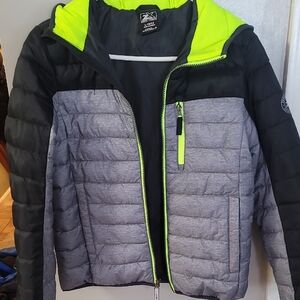 ZeroXposur Black and Gray Puffer Jacket with Neon Accents